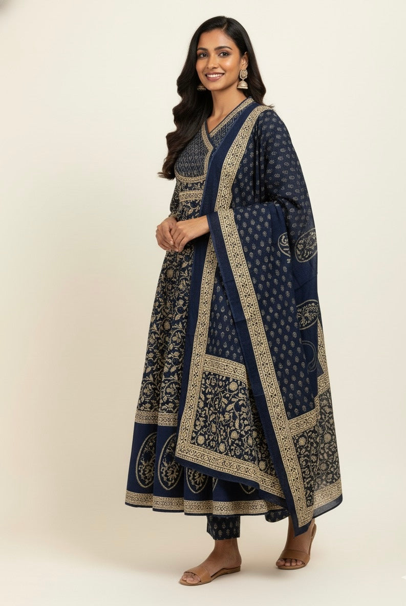 Pure Cotton Anarkali Dupatta Set ANK007