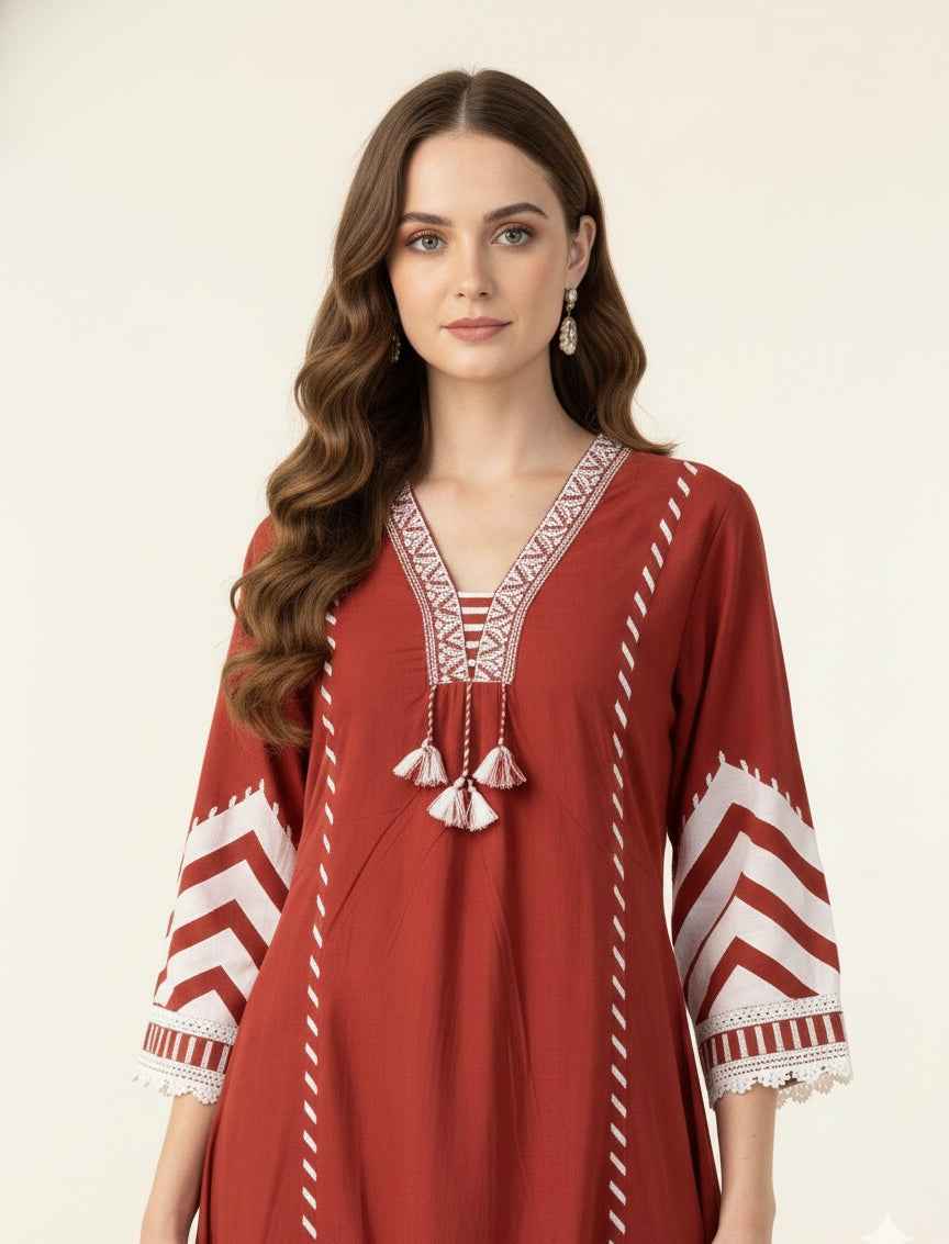 Pure Cotton A Line Three Piece Dupatta Set With Palazzo