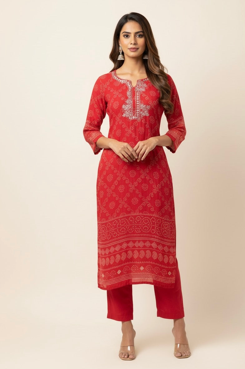 Festival Wear Bandhej Print Dupatta Set  FW016