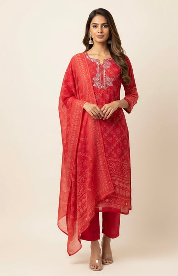 Festival Wear Bandhej Print Dupatta Set  FW016