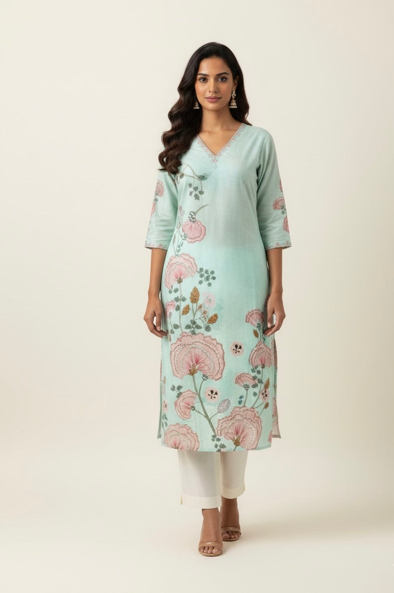 Festival Wear Pure Linen Floral Print Dupatta Set FW005