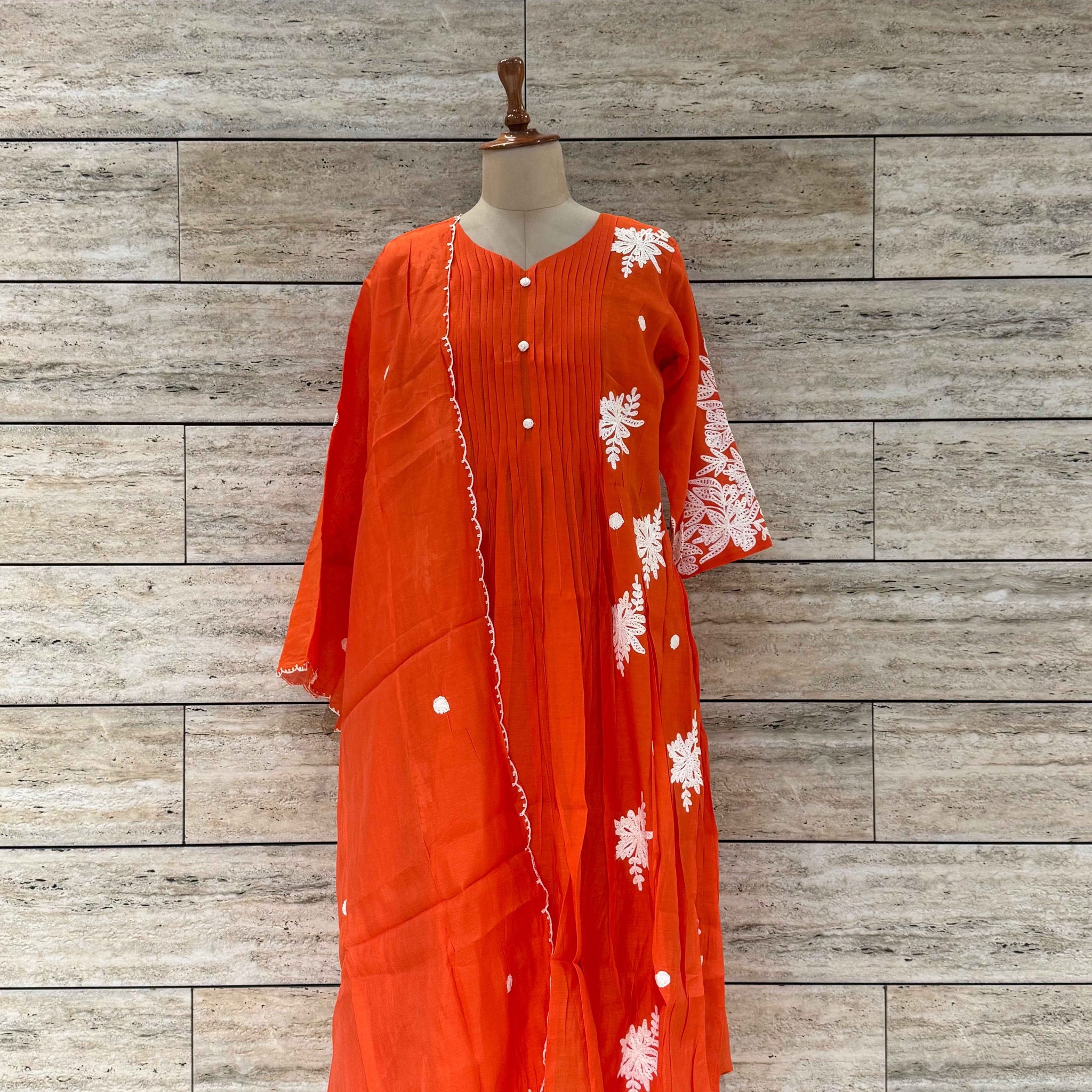 Pure Mul Chanderi A Line Dupatta Set