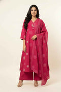 Pure Cotton A Line Three Piece Dupatta Set With Palazzo