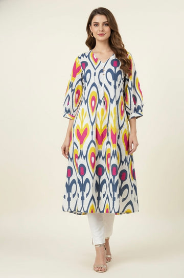 Ikkat Print A Line Only Kurta     OK005