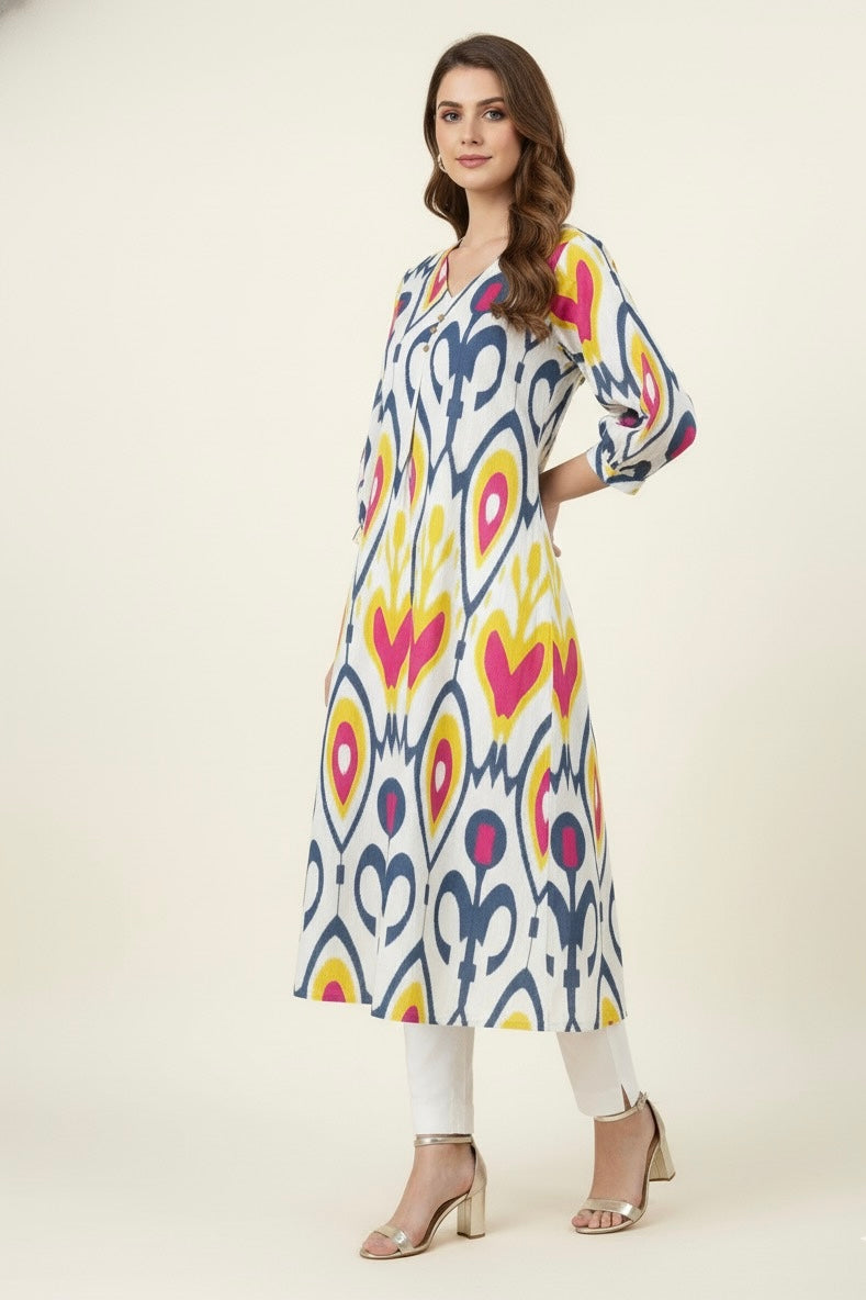 Ikkat Print A Line Only Kurta     OK005