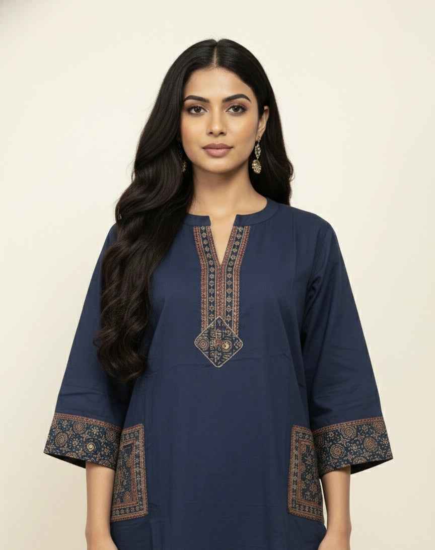 Pure Cotton Three Piece Dupatta Set With Palazzo