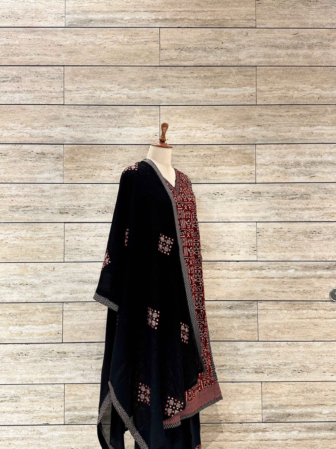 Pure Cotton Ajrakh Print Straight Dupatta Set