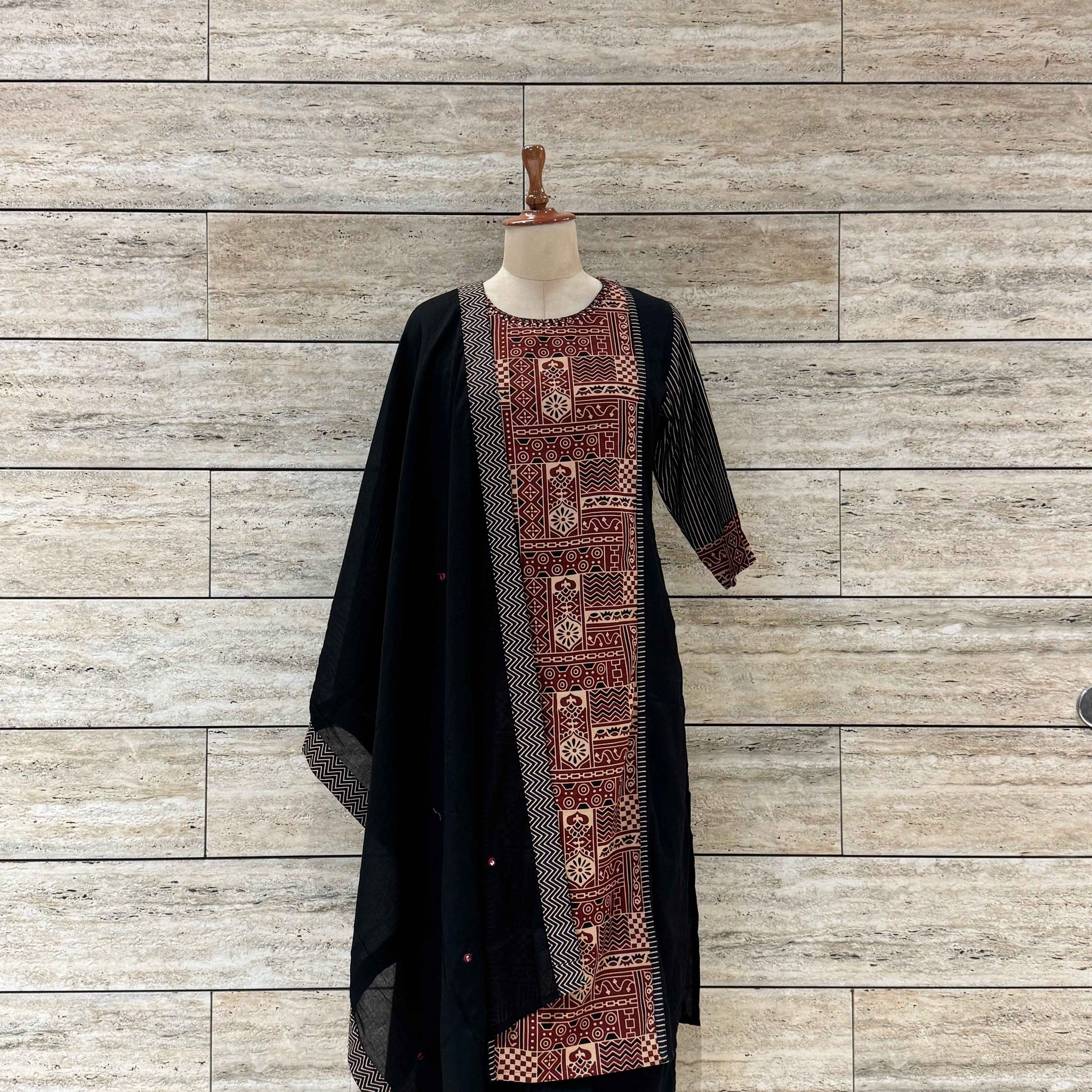 Pure Cotton Ajrakh Print Dupatta Set