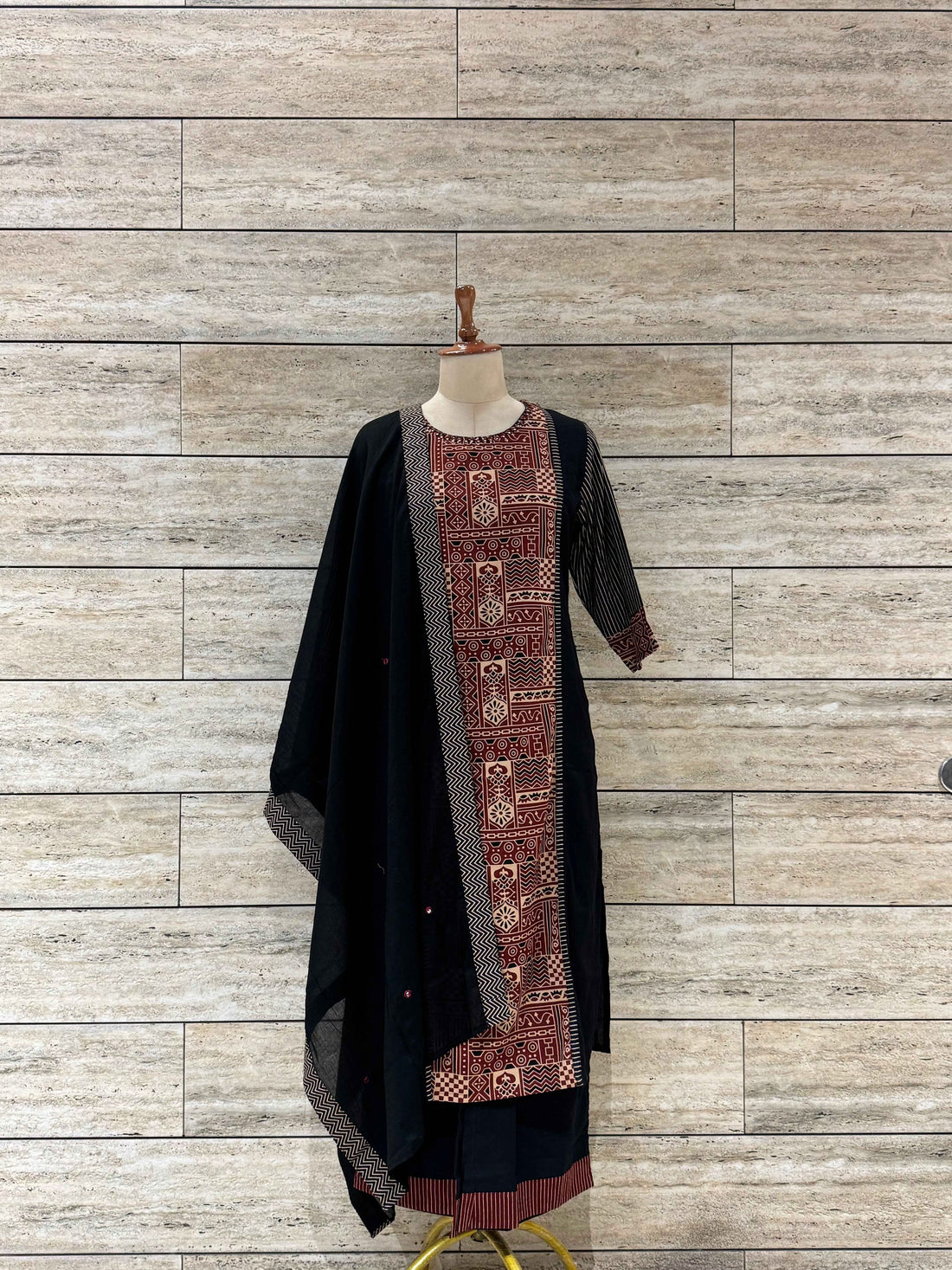 Pure Cotton Ajrakh Print Dupatta Set