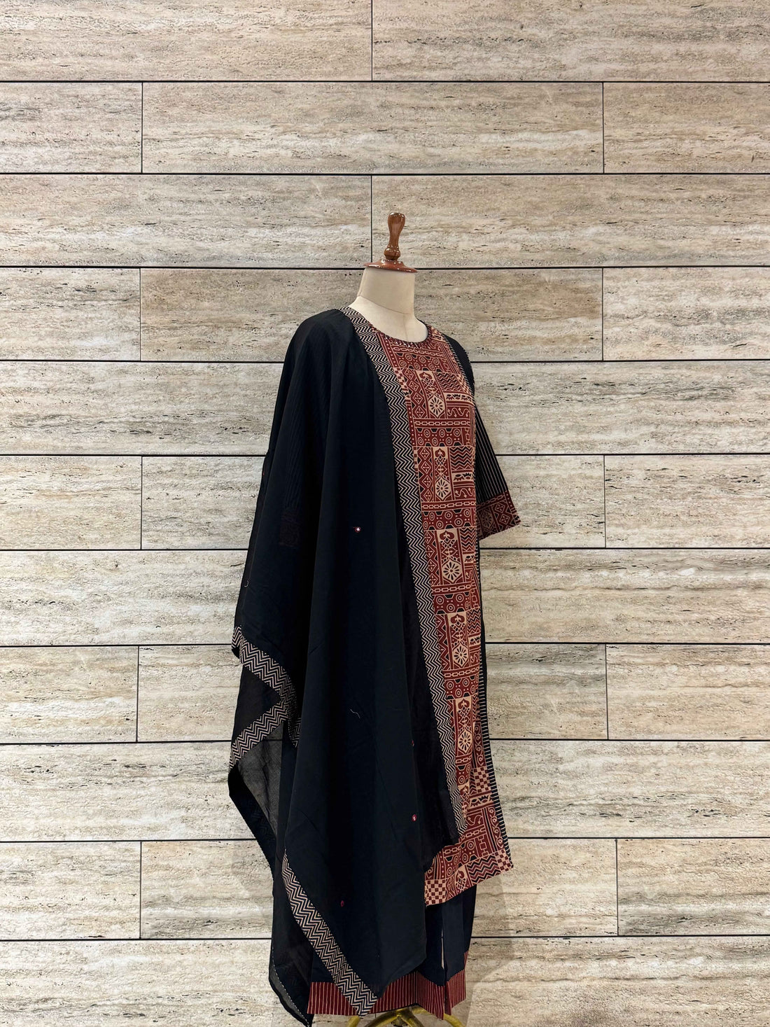 Pure Cotton Ajrakh Print Dupatta Set