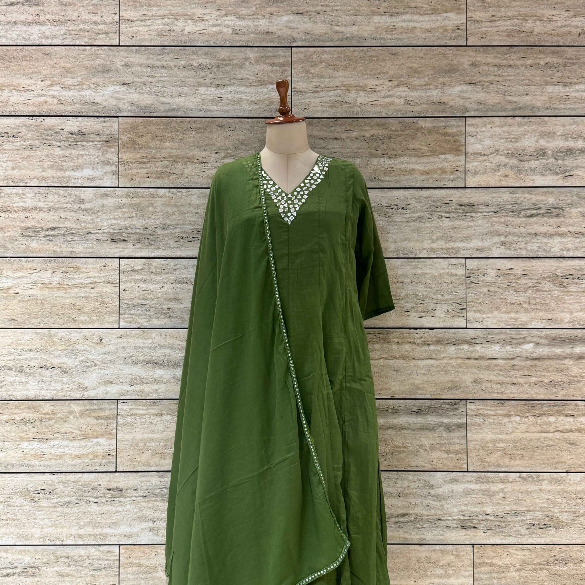 Pure Mul Cotton Three Piece Anarkali Dupatta Set