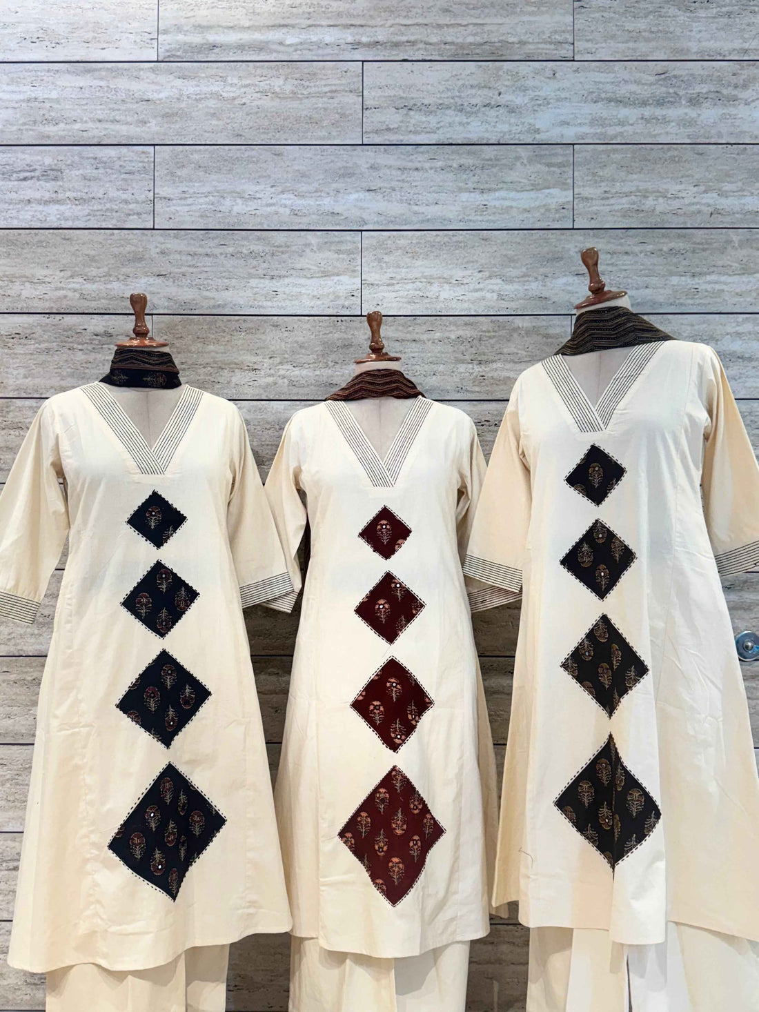 Pure Cotton A Line Dupatta Set With Applique Work