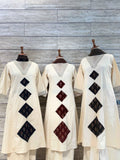 Pure Cotton A Line Dupatta Set With Applique Work