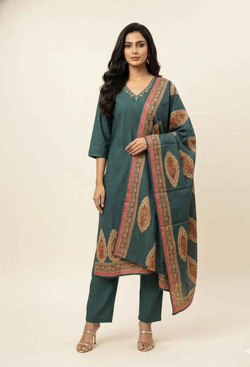 Pure Cotton digital print Three Piece Dupatta Set