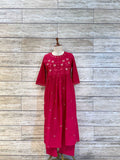 Pure Cotton A Line Dupatta Set With Embroidery Work CS085