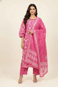 Pure Cotton Three Piece Dupatta Set