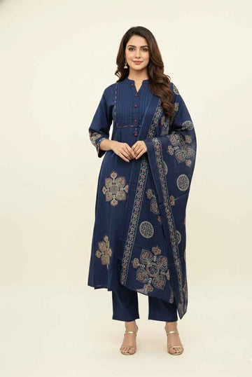 Pure Cotton  A Line Three Piece Dupatta Set