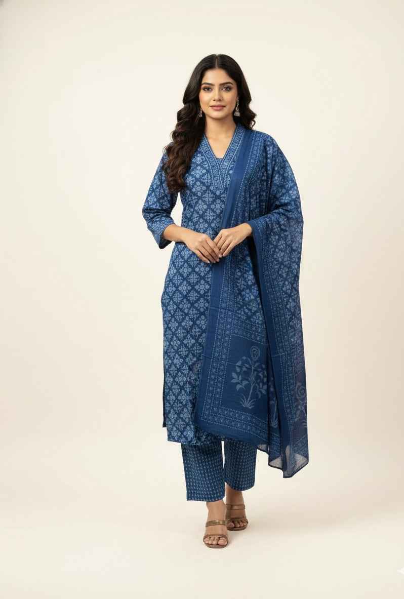 Pure Cotton Three Piece Dupatta Set
