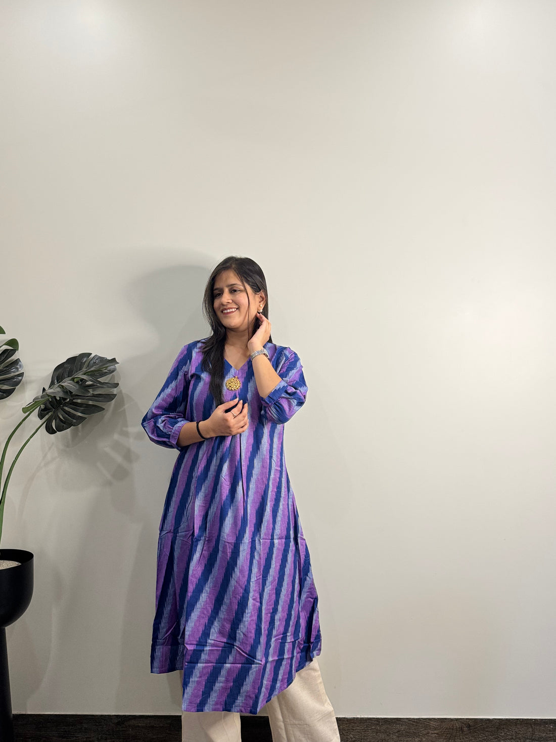 Ikkat Print Only Kurta In Pure Cotton Flex  FL0164