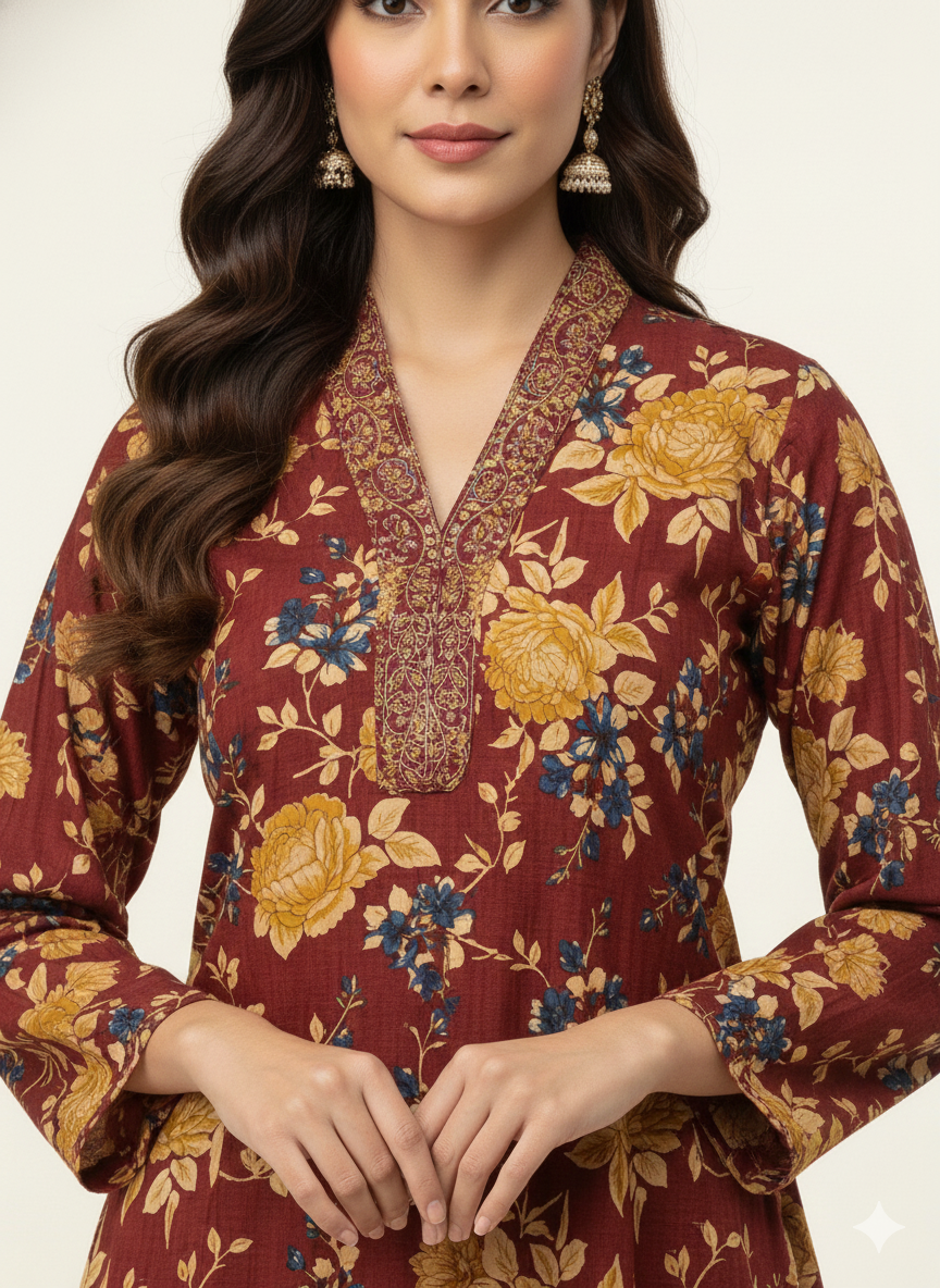 Pure Cotton A Line Anarkali Dupatta Set