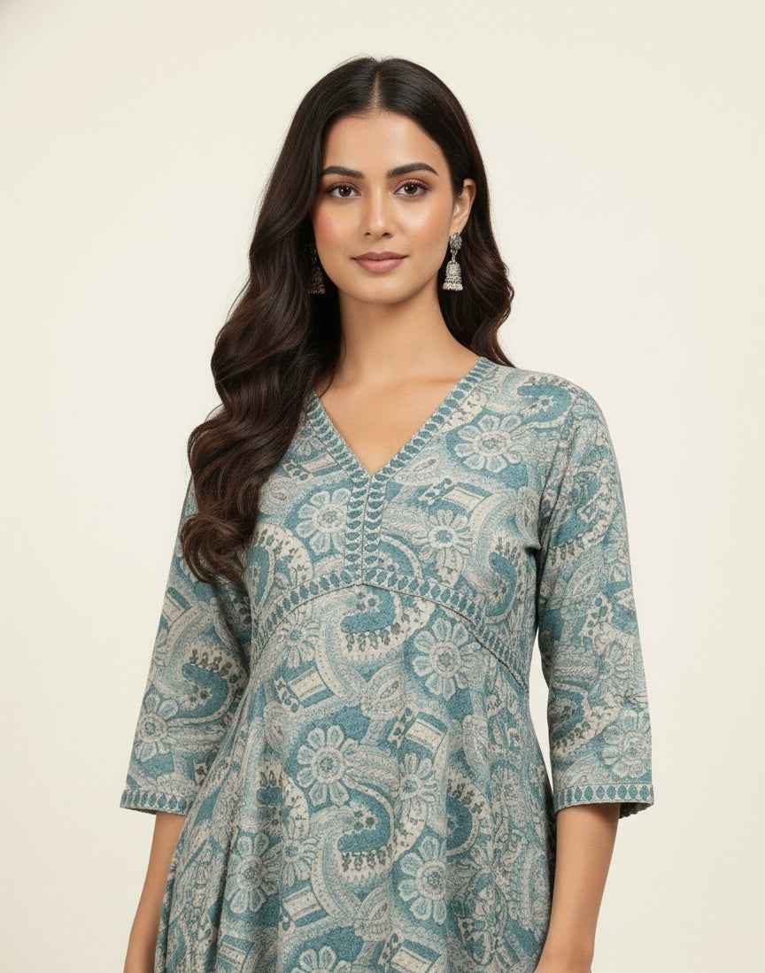 Pure Cotton A Line Anarkali Dupatta Set