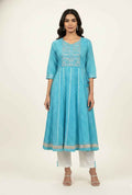 Pure Cotton A Line Anarkali Dupatta Set