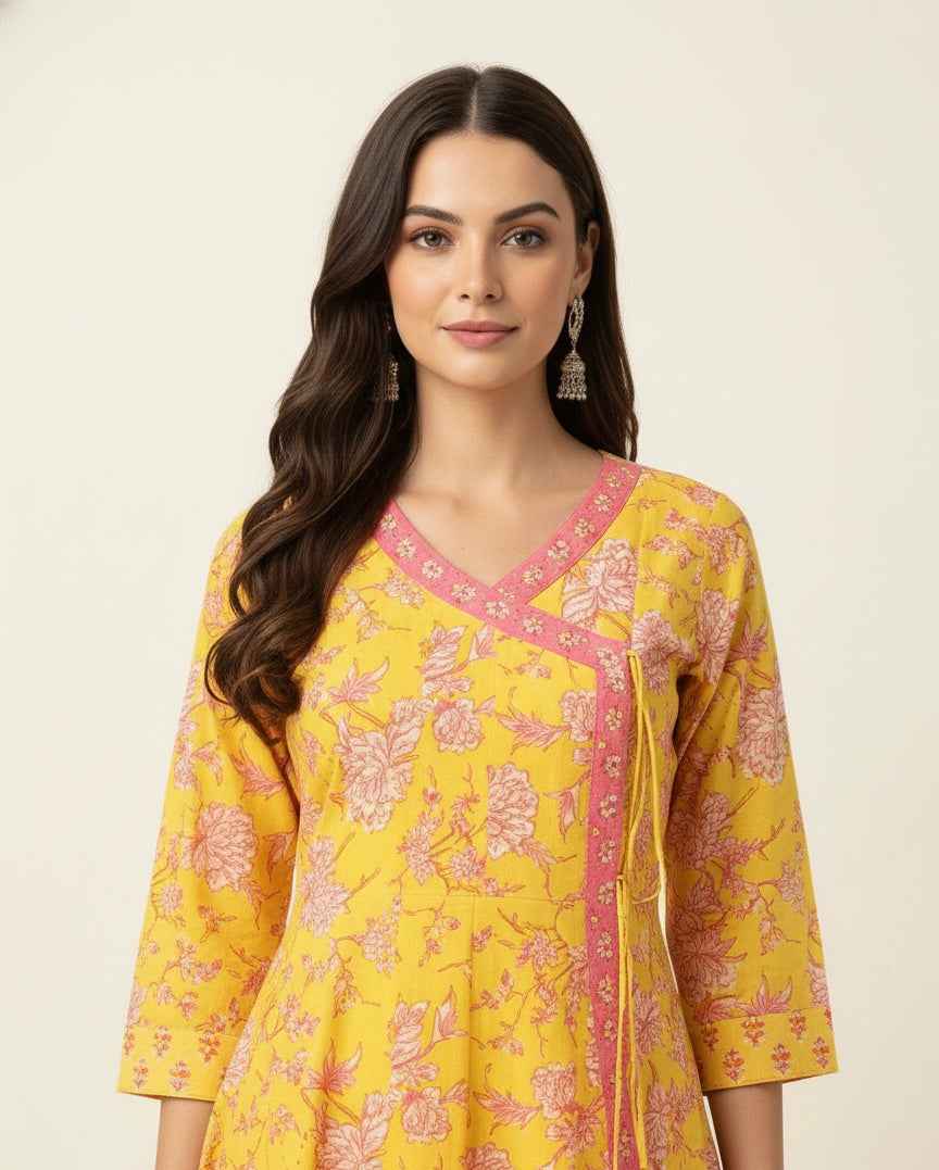 Pure Cotton A Line Anarkali Dupatta Set