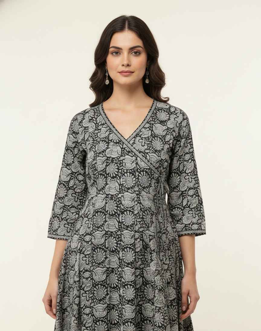 Pure Cotton A Line Anarkali Dupatta Set