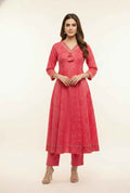 Pure Cotton A Line Anarkali Dupatta Set