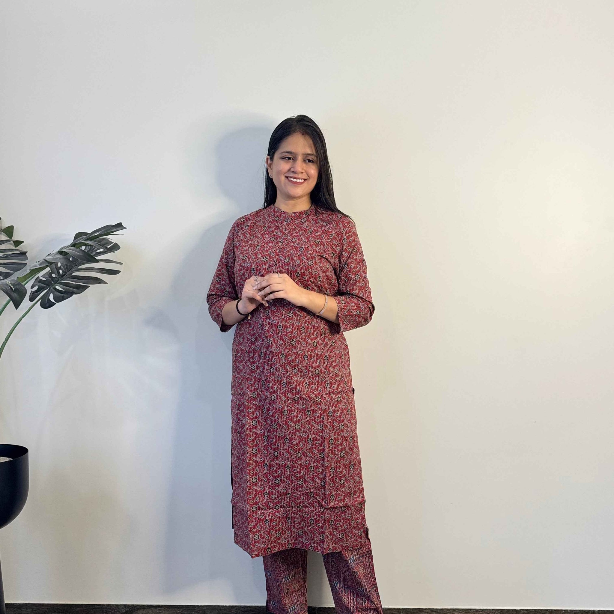 Pure Cotton Floral Print Two Piece Pant Set