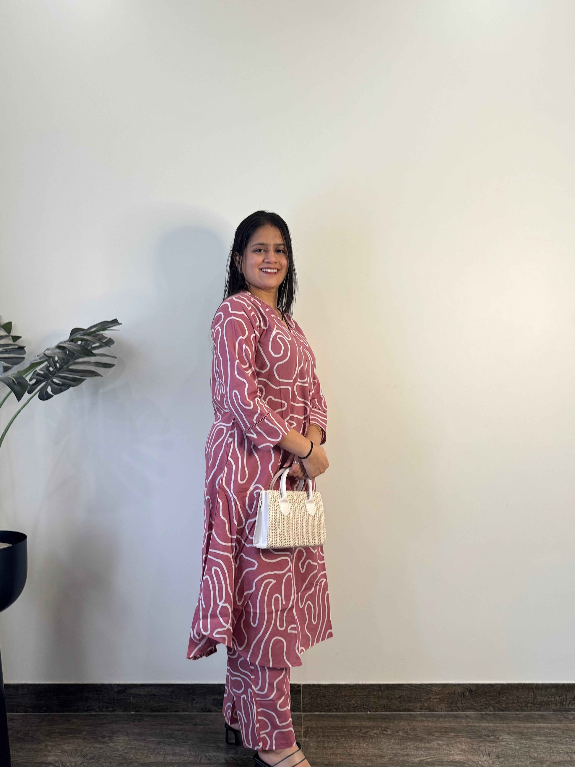 Pure Cotton A Line Two Piece Pant Set