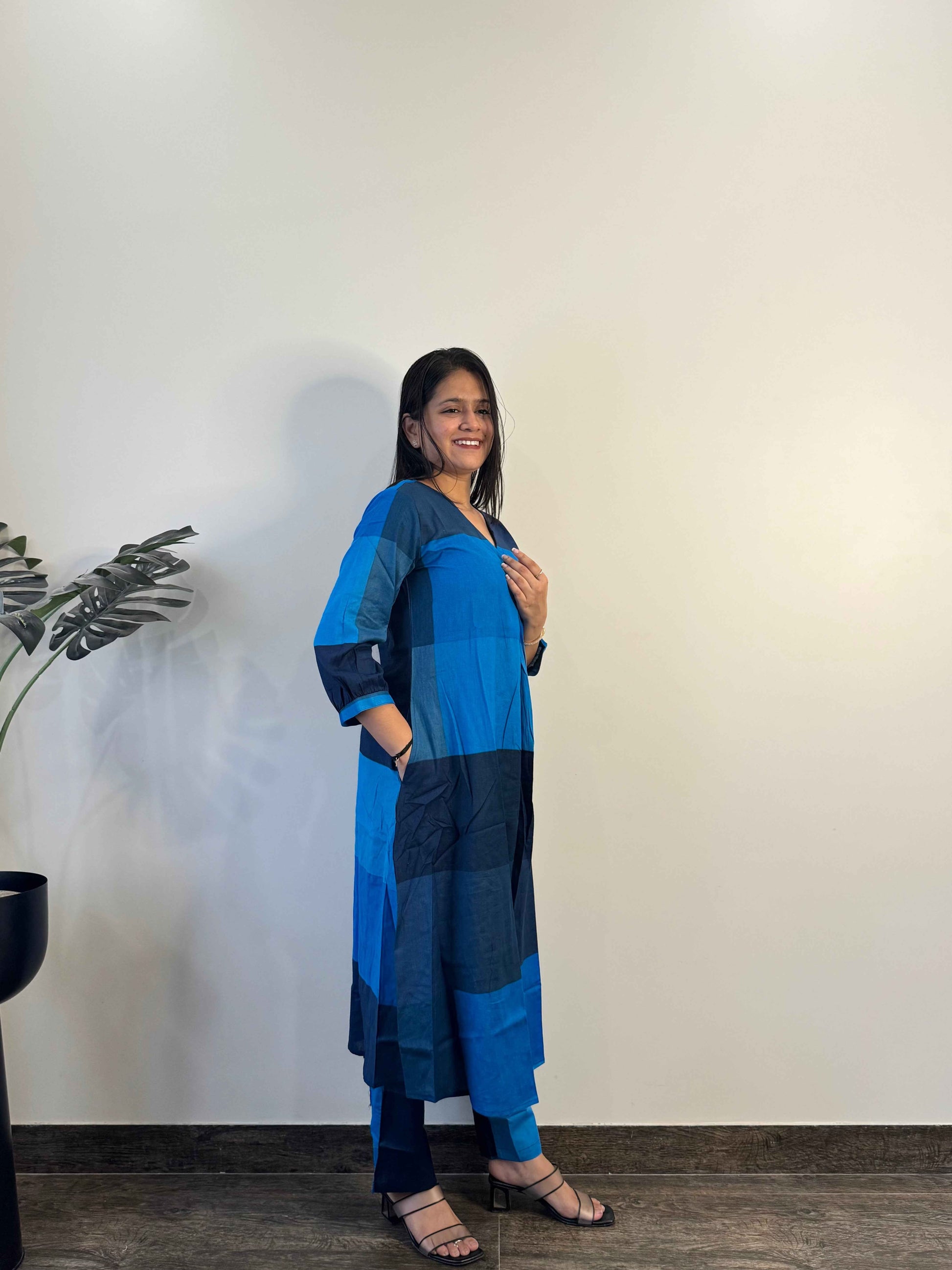 Cotton Flex A Line Two Piece Pant Set