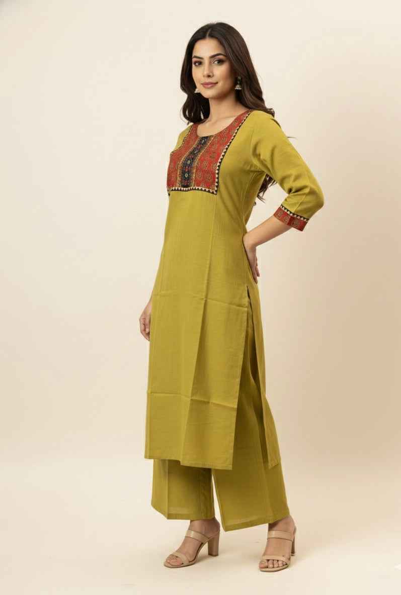 Pure Cotton Flex Two Piece With Palazzo