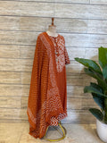 Pure Cotton Bandhez Print Dupatta Set With Palazzo