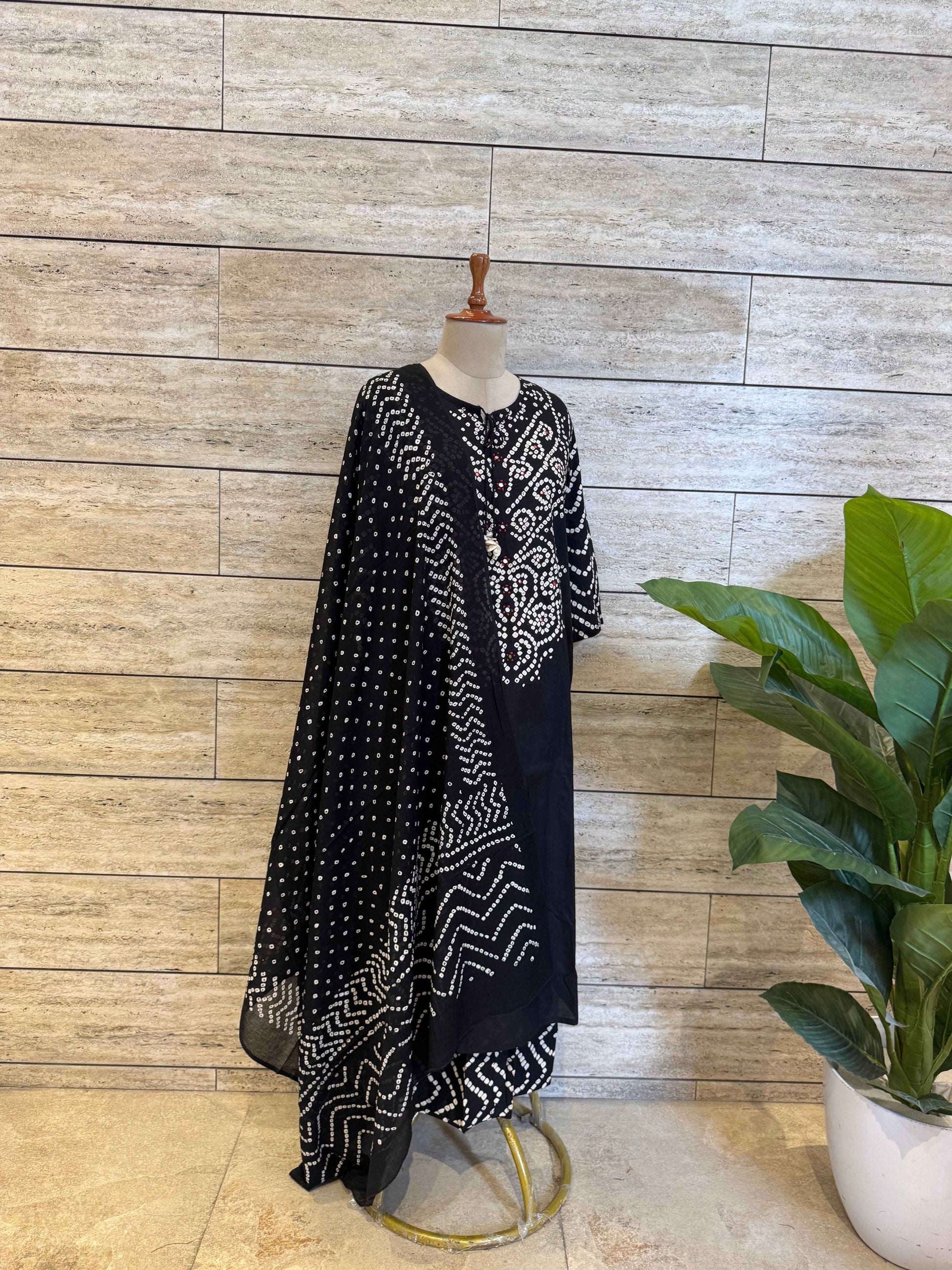 Pure Cotton Bandhez Print Dupatta Set With Palazzo