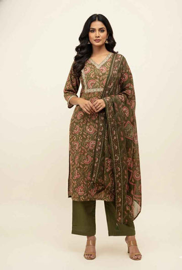 Pure Cotton Three Piece Dupatta Set