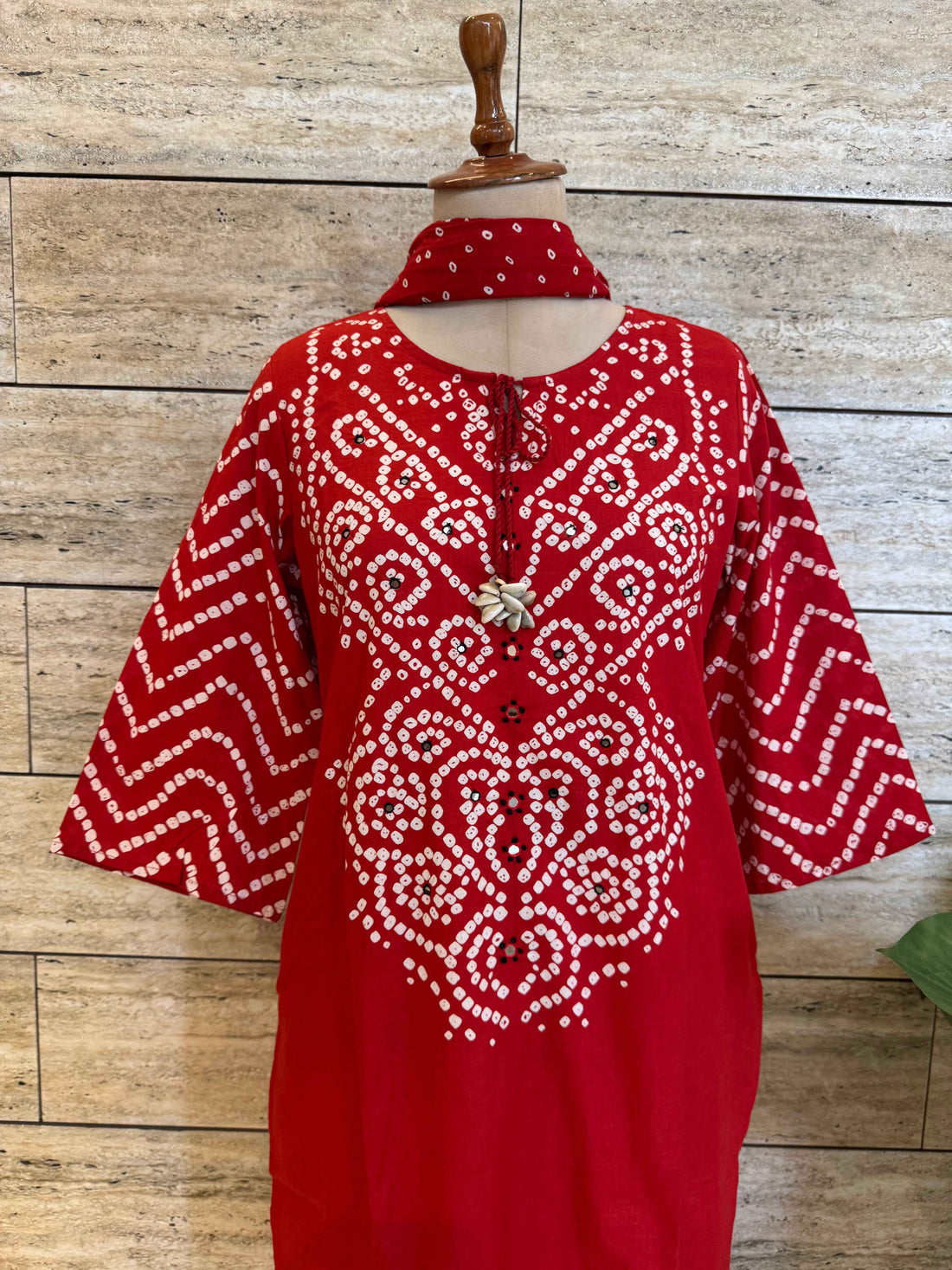 Pure Cotton Bandhez Print Dupatta Set With Palazzo