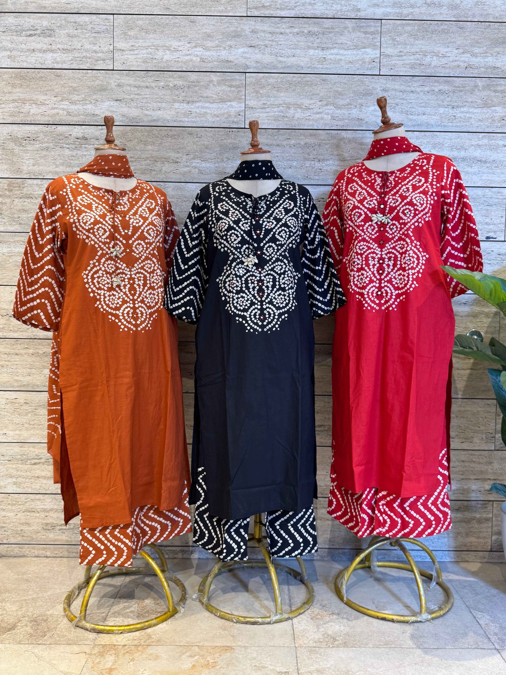Pure Cotton Bandhez Print Dupatta Set With Palazzo