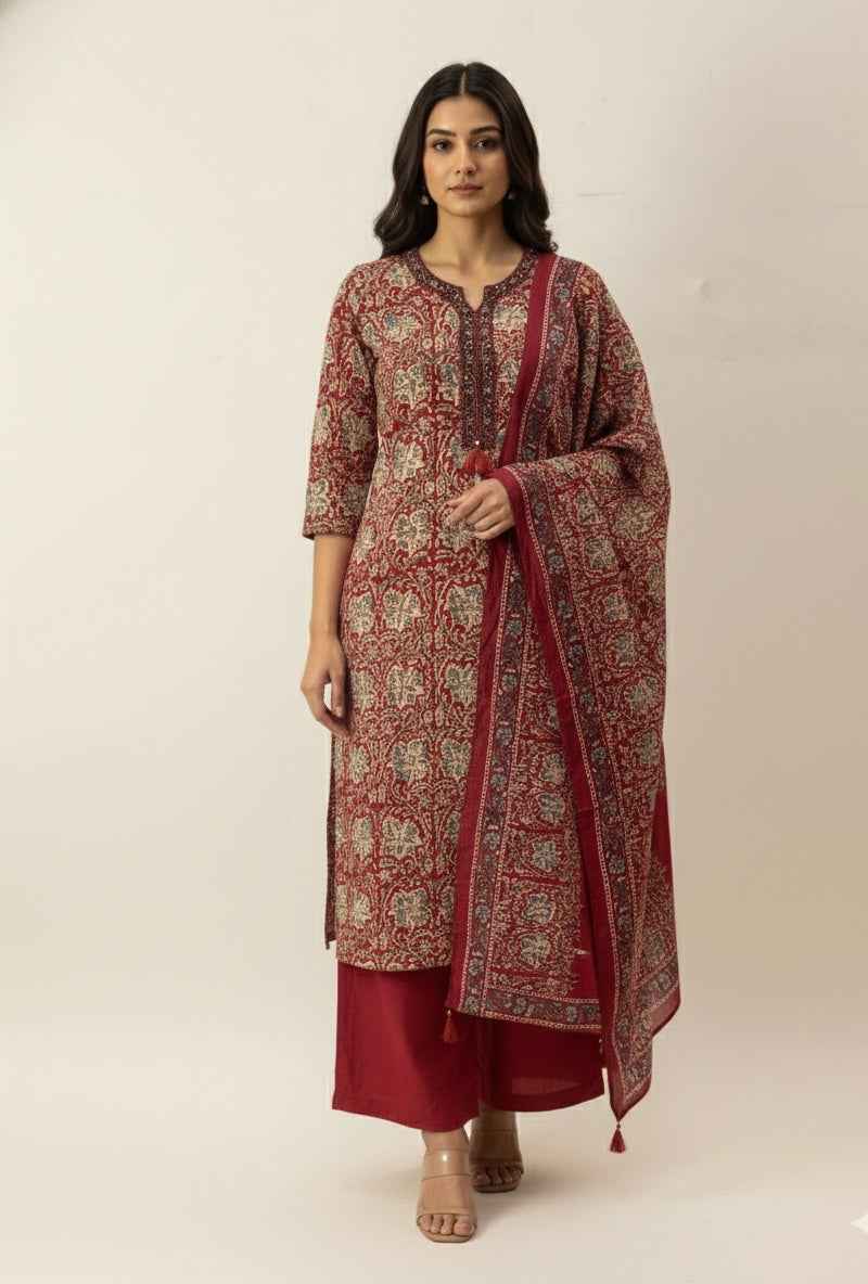 Pure Cotton Three Piece Dupatta Set