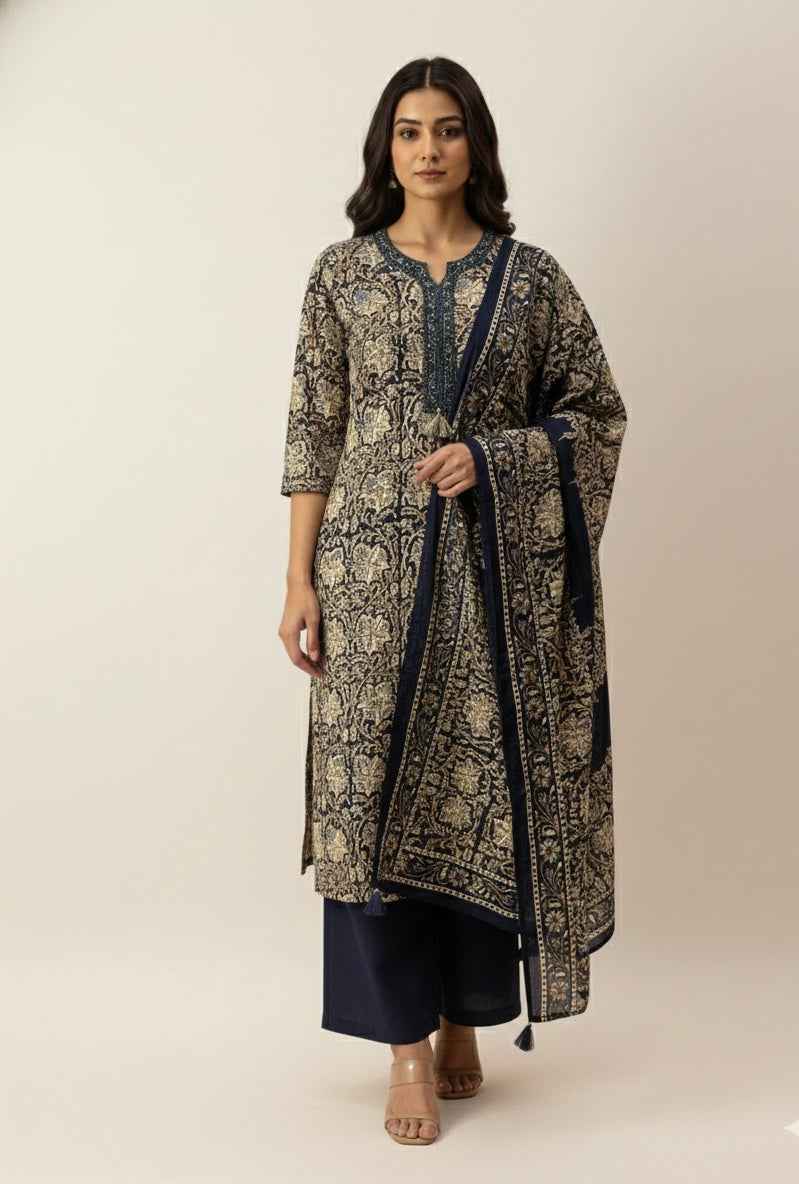 Pure Cotton Three Piece Dupatta Set