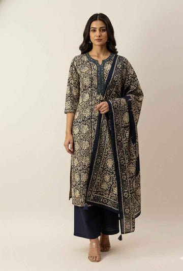 Pure Cotton Three Piece Dupatta Set