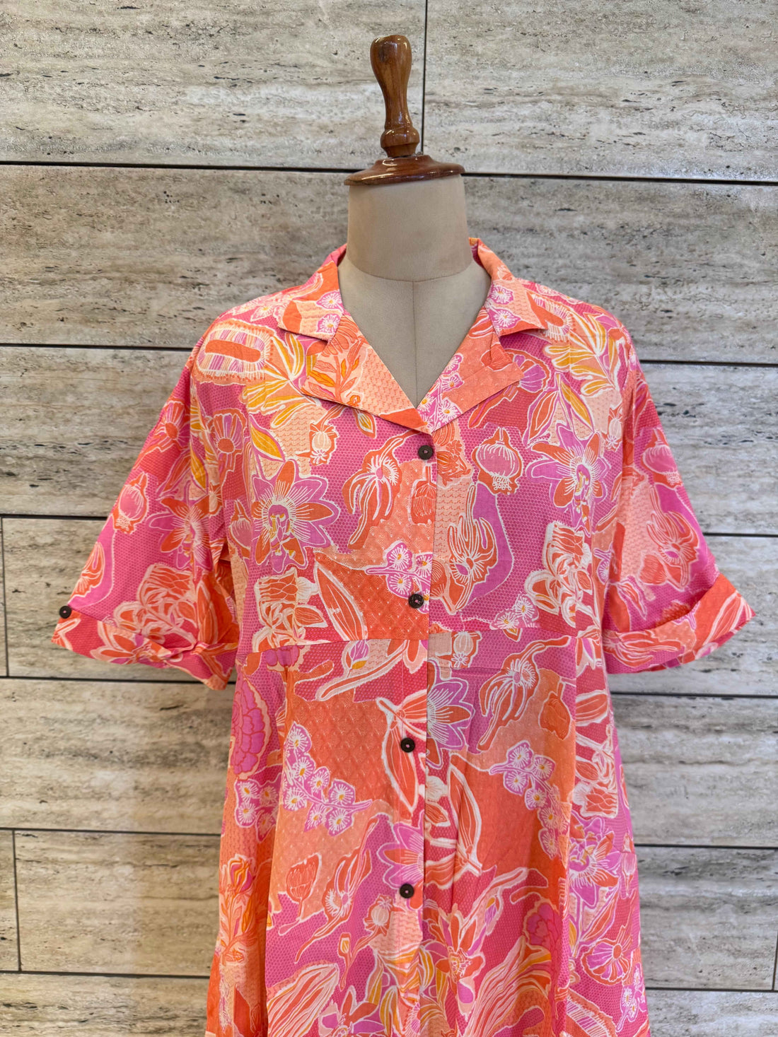 Pure Cotton Floral Print One Piece Dress