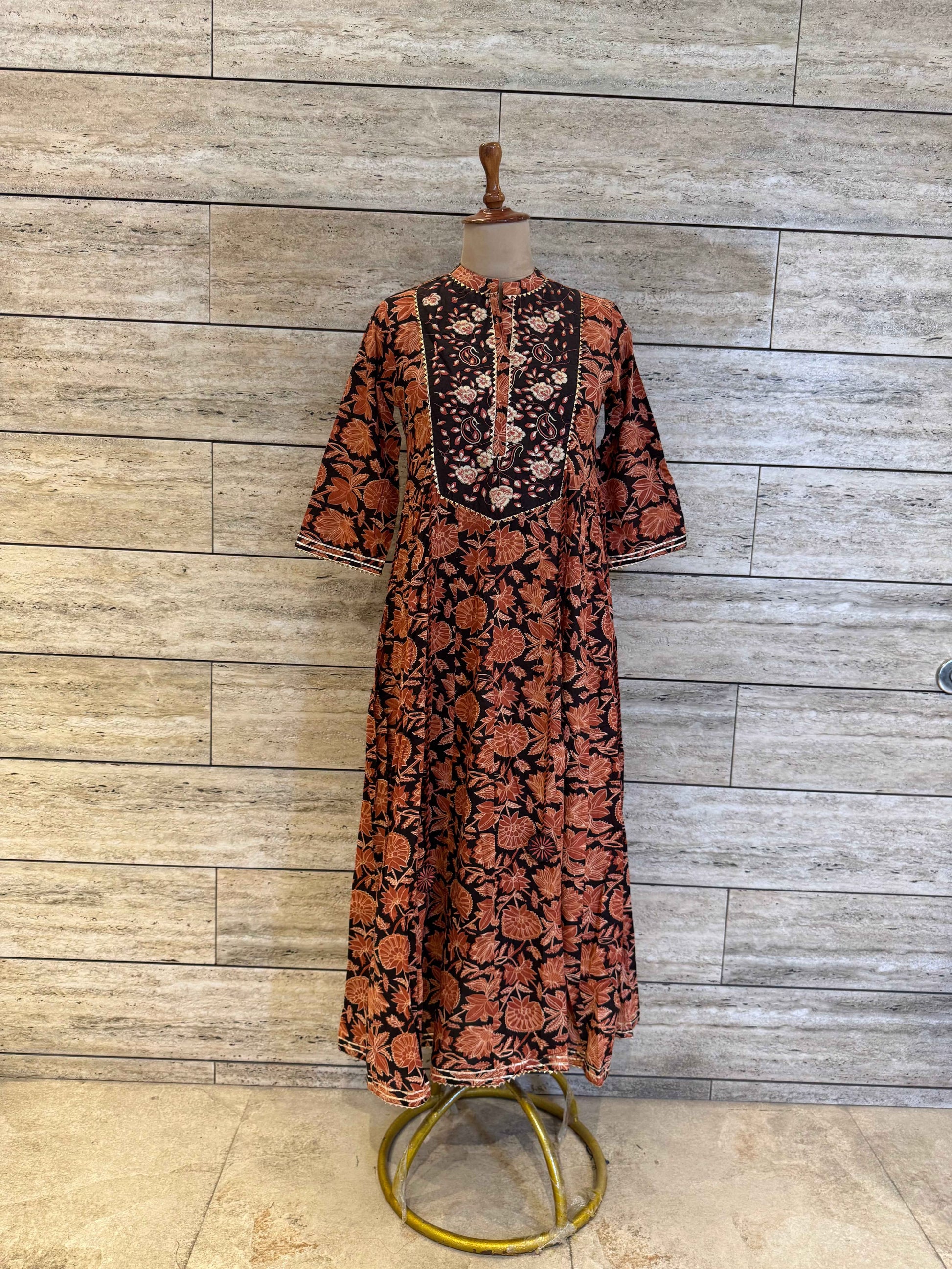 Pure Cotton Floral Print One Piece Dress