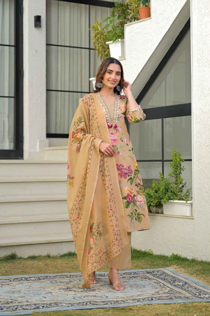 Premium Cotton floral print dupatta set CS0371