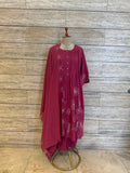 Pure Cotton A Line Dupatta Set With Embroidery Work