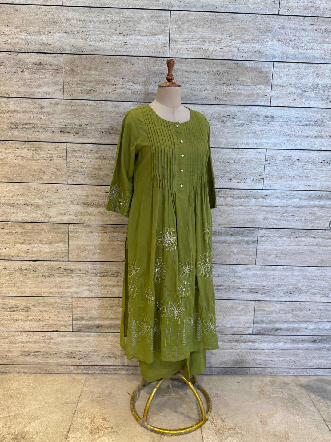 Pure Cotton A Line Dupatta Set With Embroidery Work