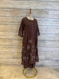 Pure Cotton A Line Dupatta Set With Embroidery Work