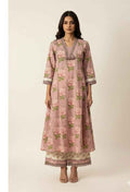 Pure Cotton A Line Floral Print Anarkali Dupatta Set With Palazzo