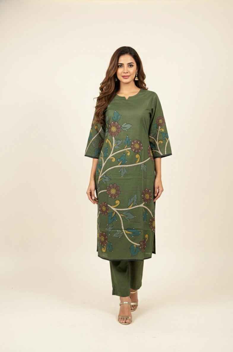 Pure Cotton Digital Print Three Piece Dupatta Set