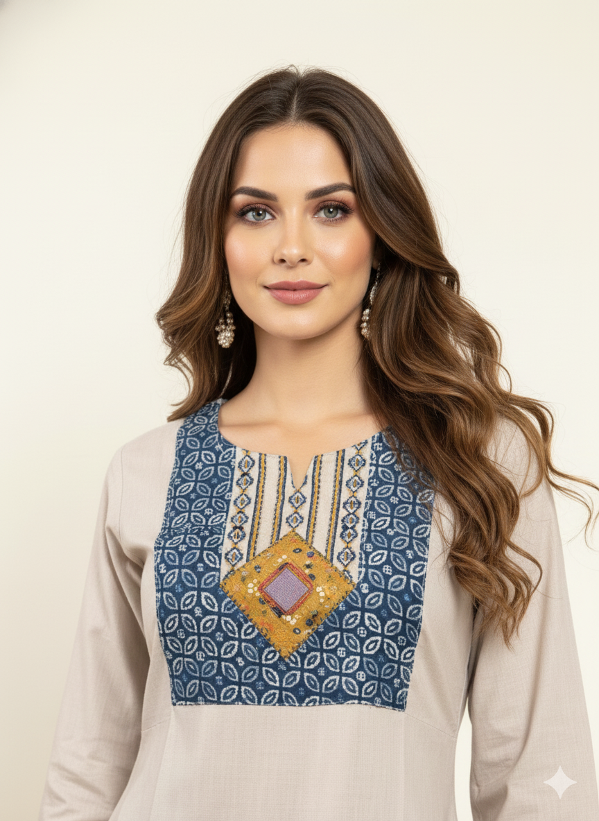 Pure Cotton Two Piece Co Set With Flared Palazzo COS087